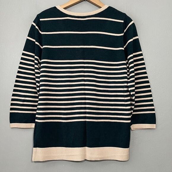 Christopher & Banks Cardigan Size Medium Embroidered Floral Dark Green Cottage - Picture 6 of 9